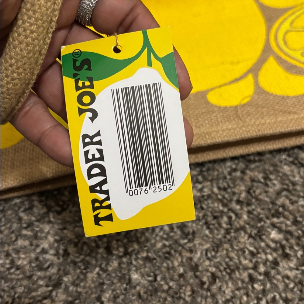 Trader Joe's Lemon and Lime jute burlap reusable shopping tote bag spring summer - Picture 6 of 6